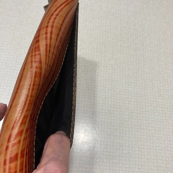 EUC Patricia Nash Leather Clutch or Large Wallet in Wavy Stripes & Studs Design - Picture 5 of 6